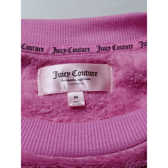 Juicy Couture Pink Fleece Sleepwear Set Size Medium Top & Bottom Pajamas - Picture 5 of 12